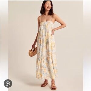 Abercrombie & Fitch Floral Asymmetrical Tiered Maxi Dress